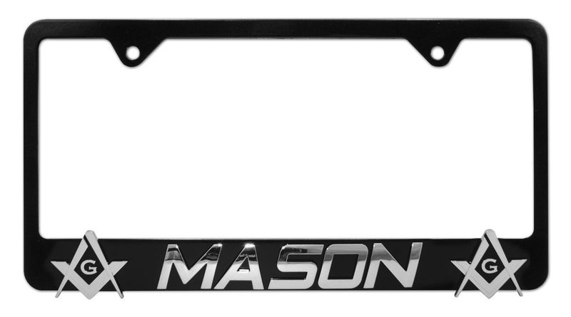 Elektroplate â€“ Mason Square and Compass Black Metal Standard Size Premium 3D License Plate Frame Tag Holder for Cars/SUVs/Trucks Weather-Proof Automotive Accessory - Image 1